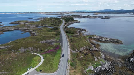 atlantic ocean road in norway. aerial footage