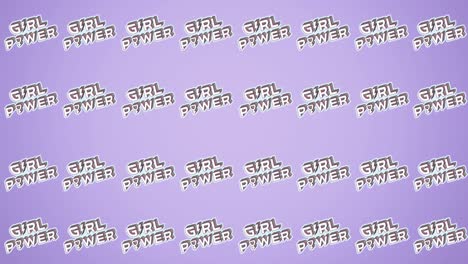 animation of multiple girl power text, on blue background