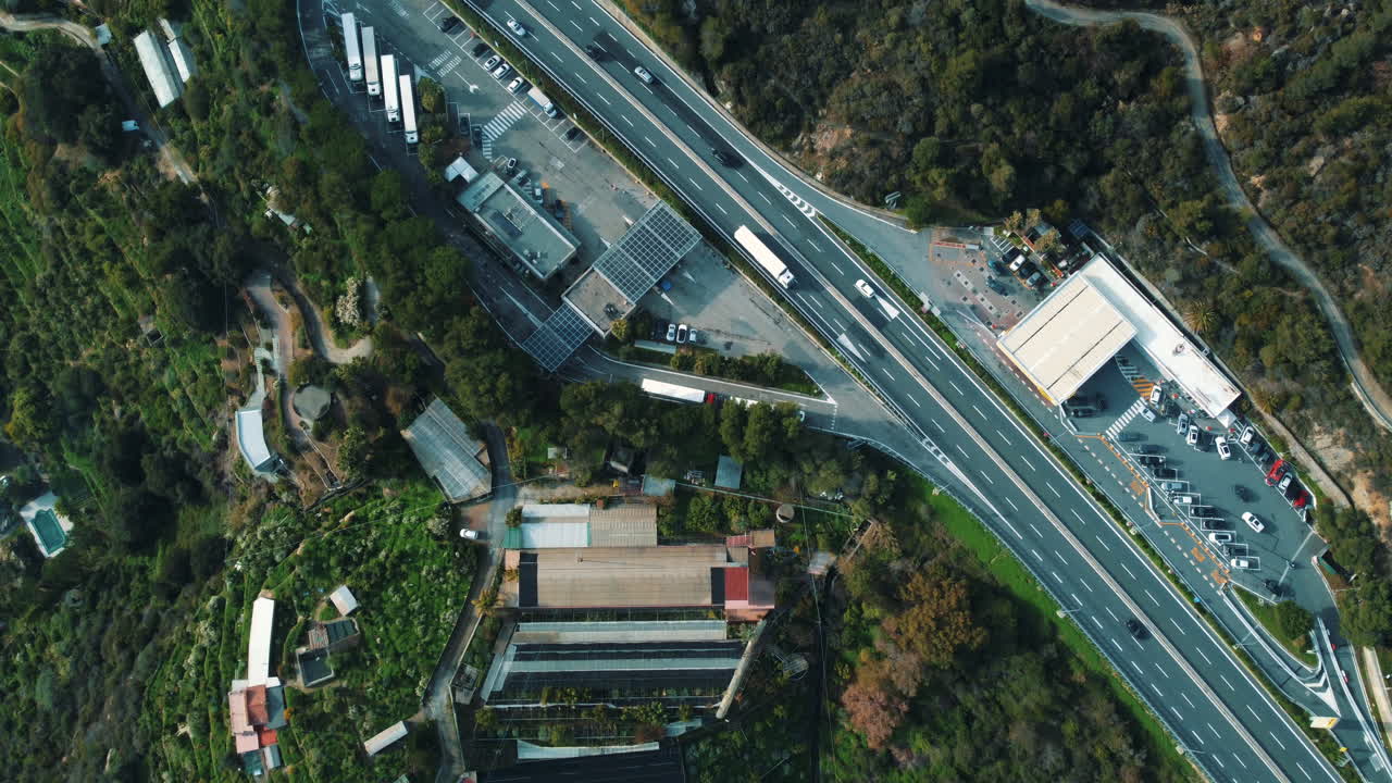 고속도로 서비스 지역 공중 사진