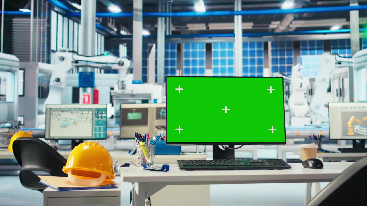 태양 전지 패널 제조 공장에서 녹색 스크린 pc는 정지 시간을 줄이기 위해 사용됩니다.