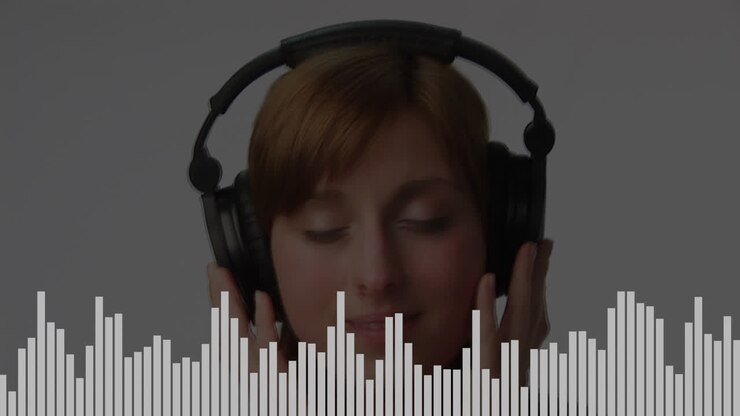 Digital composite of a woman listening to her favorite tune