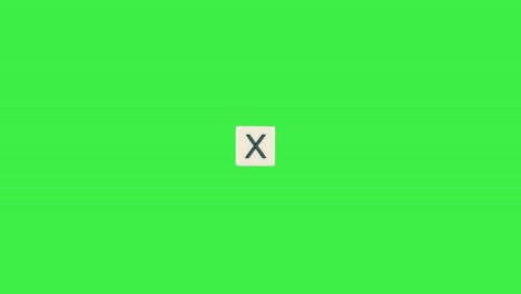 letter x scrabble slide from left to right side on green screen, letter x green background