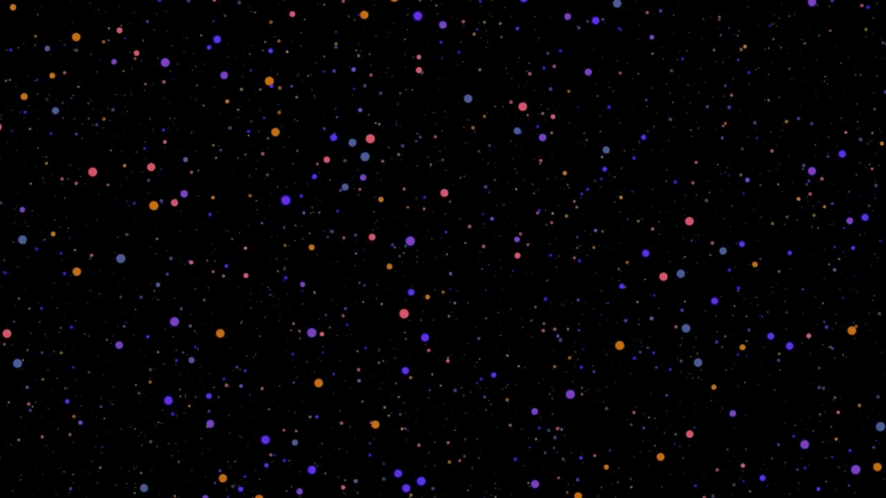 Abstract Motion Background with Floating Colorful Particles on Black