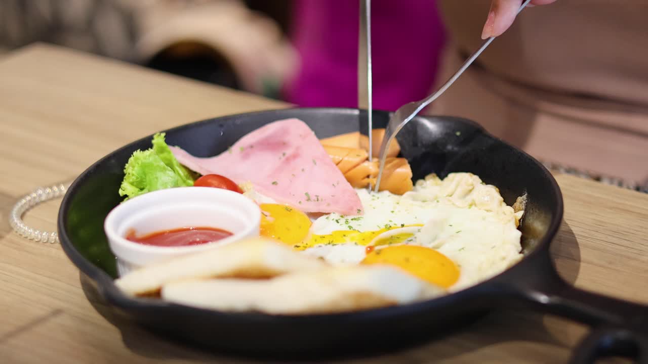 Enjoying a hearty breakfast in Thailand