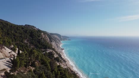 breathtaking coastline of lefkada island, with egremni beach's turquoise waters, greece