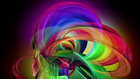4k colorida animación en bucle de una cinta de colores arco iris con luz de neón moviéndose en un círculo como fondo abstracto con líneas y cintas. luma matte está incluido como canal alfa para la composición. 51