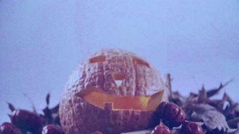 Halloween-Geschnitzte-Gruselige-Kürbislampe-Vor-Grunge-Struktureffekt-Auf-Weißem-Hintergrund