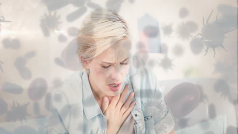 mujer con dolor en el pecho y célula bacteriana 4k
