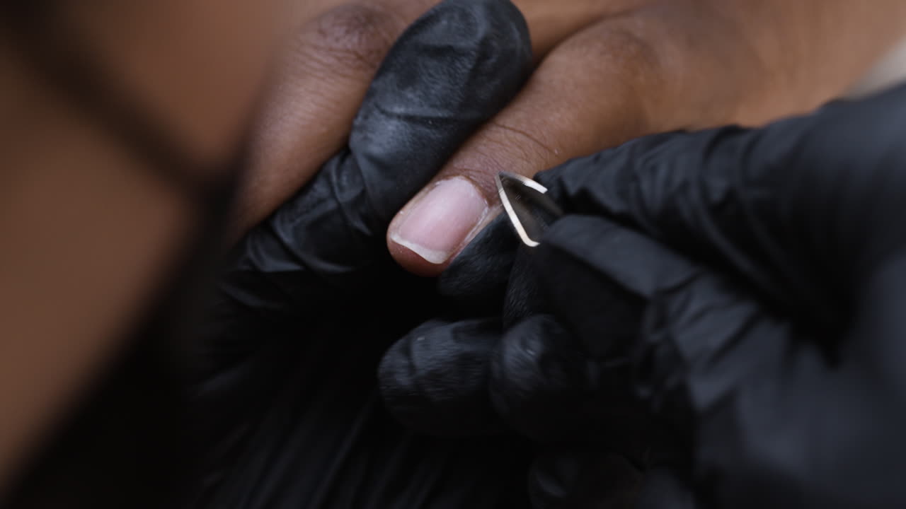 Close-up of a manicure session