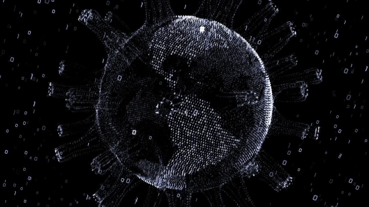abstract motion graphics - spinning digital Earth as a virus (loop)