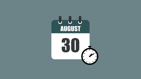 august 30 calendar with clock