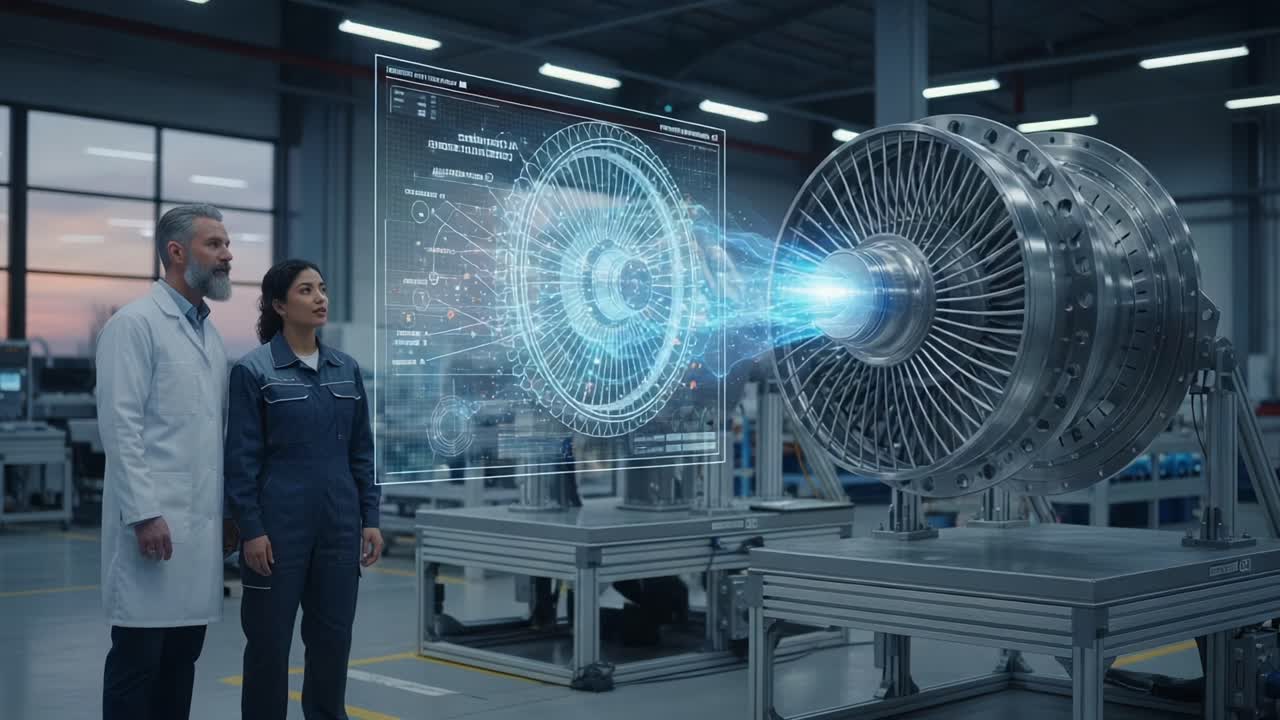 Engineers Observing Innovative Jet Engine Technology with Augmented ...