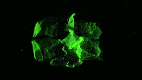 abstract green and blue glowing particles