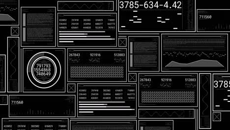 animación del procesamiento de datos sobre un fondo negro