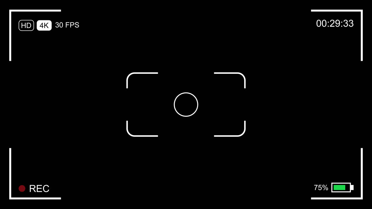 Camera Viewfinder Recording Interface Overlay on Black Background