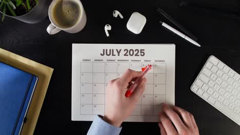 marking appointments on july 2025 calendar