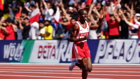 athlete celebrating victory in track and field