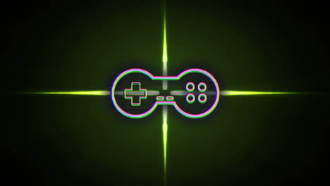 animation of video game console over glowing green cross on green background