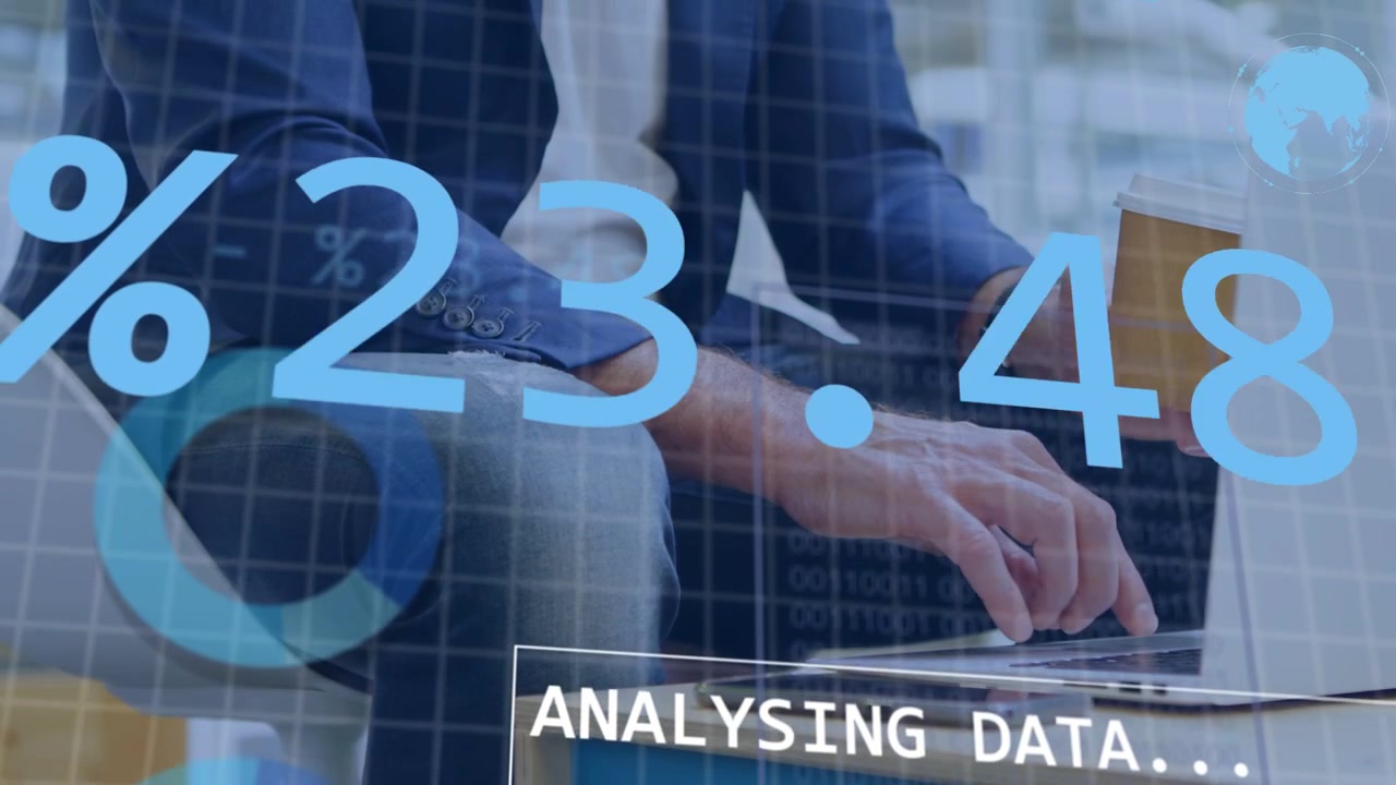 Mature man typing laptop, causing ANALYSING DATA