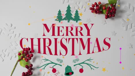 Animation-of-merry-christmas-text-over-decorations