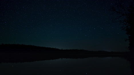 starry night timelapse with reflection on lake