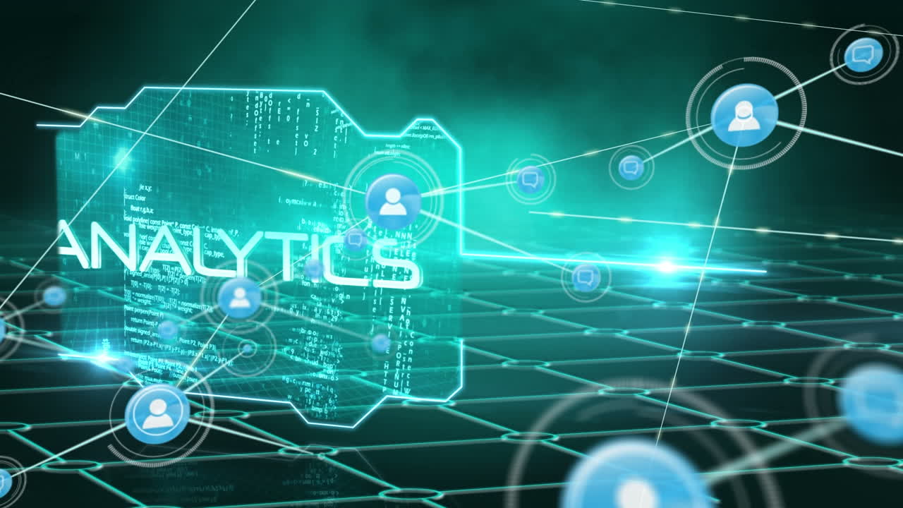 animación de la red de conexiones con iconos sobre el humo