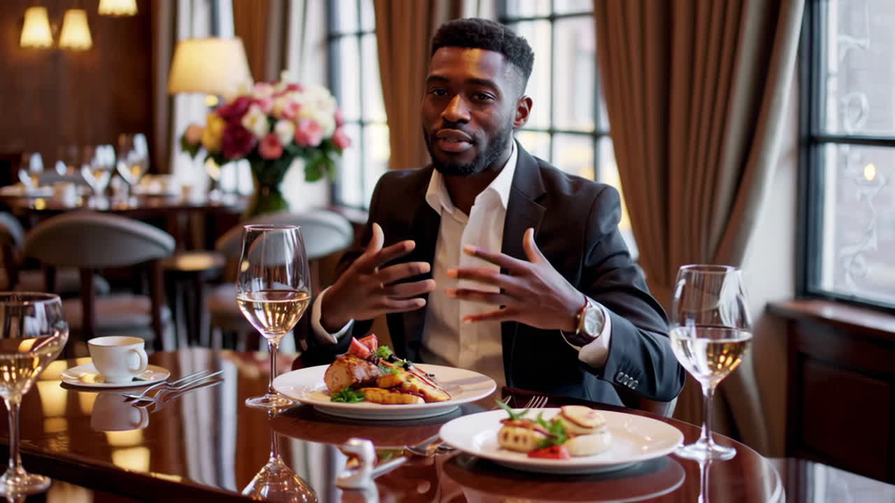 Businessman Dining in a Luxury Restaurant