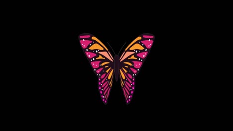 the pink butterfly features delicate wings adorned with soft shades of pink, accented by darker outlines and subtle patterns.
