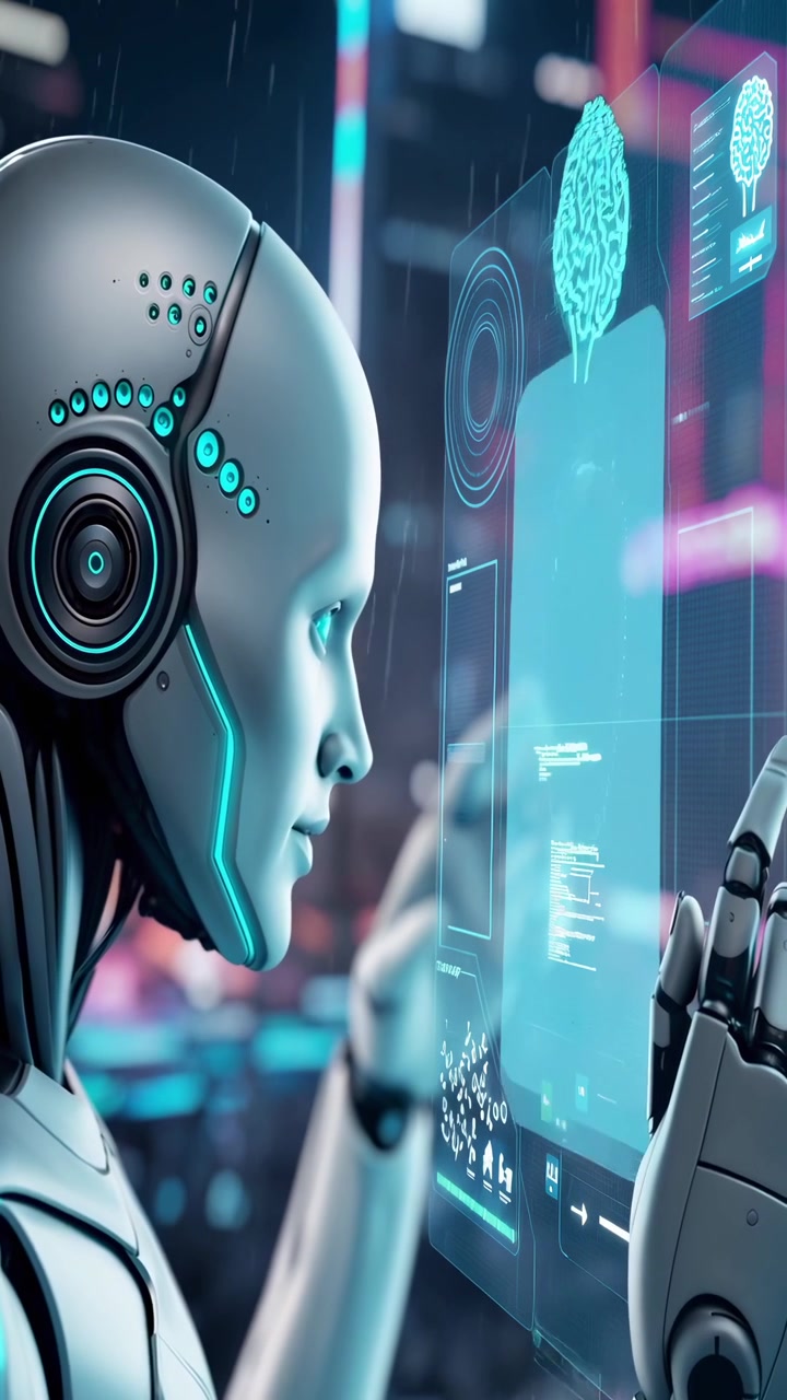 Humanoid Robot Interacting with AI Chatbot on Holographic Interface