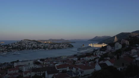 timelapse video of large cruise ship docking in dubrovnik cruise terminal at sunrise