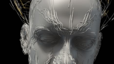 advanced ai bionic robot randomly moves his head - 3d 4k animation loop