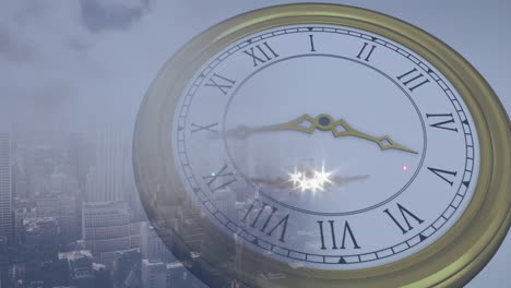animation of airplane over clock ticking