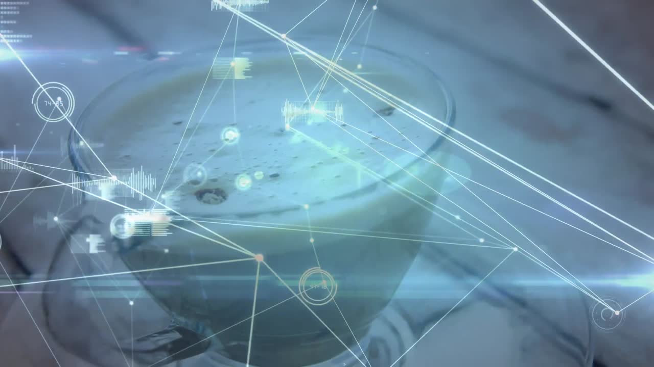 커피 한 잔을 통해 연결 네트워크의 애니메이션