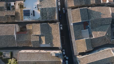 Aerial-view-of-Modica-Alta-Val-di-Noto-Sicily-Old-Baroque-Town-Rooftops-South-Italy