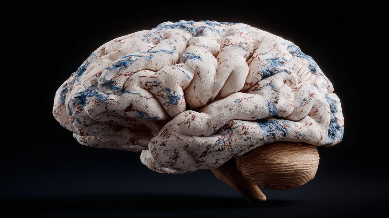 A Stunning Artistic Representation of a Brain Showcasing Intricate Textures and Details, Capturing the Complexity of Human Thought and Emotion Through Visual Craftsmanship