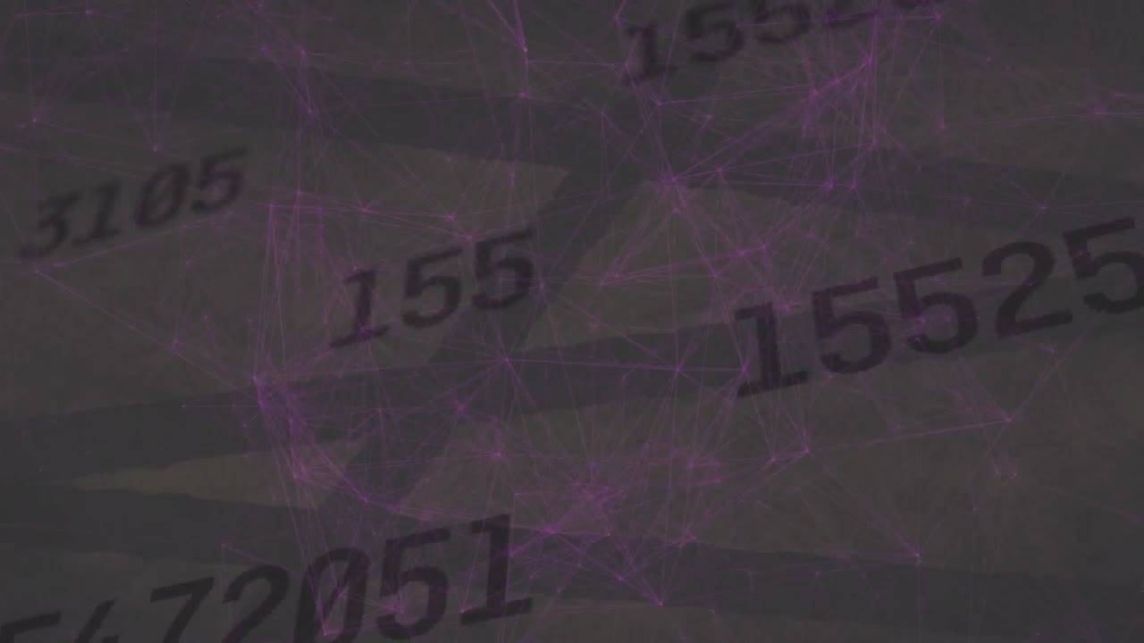 animación de la red de conexiones y procesamiento de datos sobre fondo negro