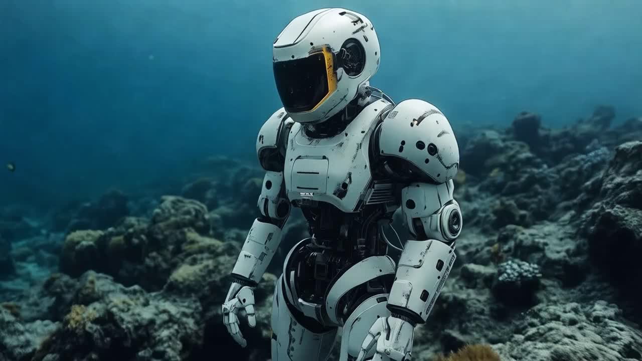 Robot underwater exploring the sea