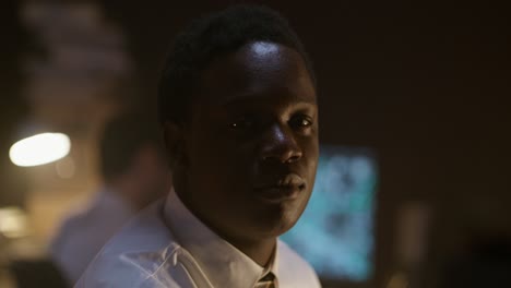 close-up of a man in an office setting