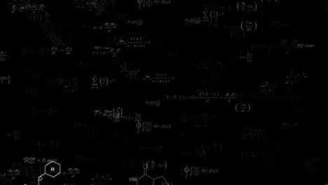 animation of mathematical equations processing on black background