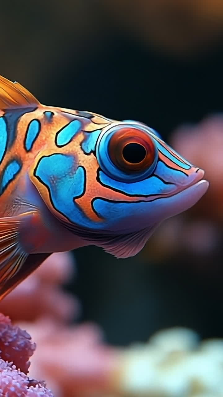 Colorful fish swimming among coral reefs. A vibrant fish glides gracefully through a lush coral reef, showcasing its striking colors and patterns.