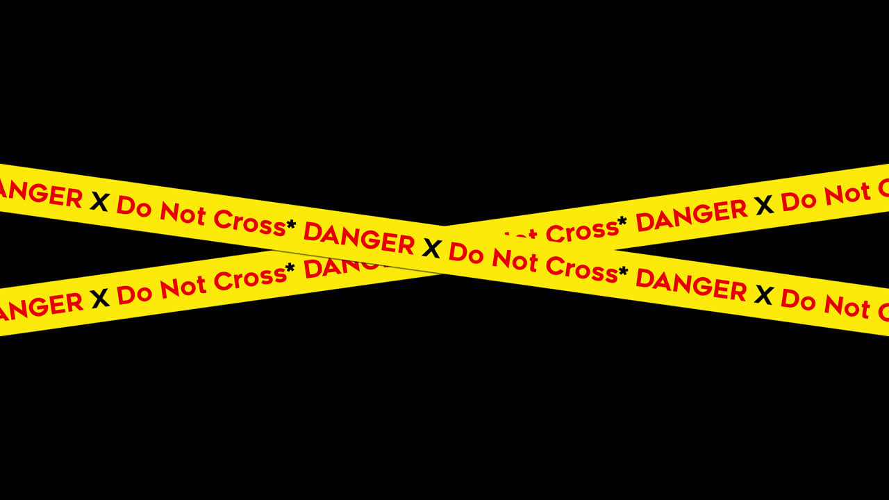 Animated Yellow Danger Do Not Cross Tape on Black Background