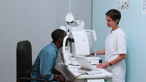 man doing eye test