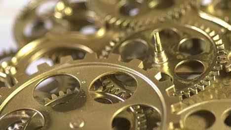 working golden gears with cogs in action