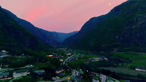 Aerial-view-of-city-from-the-beautiful-mountain-at-twilight