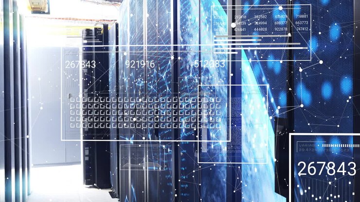 Animation of digital data processing over computer servers
