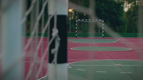 outdoor court behind the goal point of view slow motion