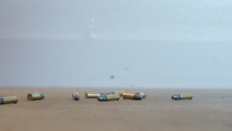 bullets falling onto a table 22 caliber