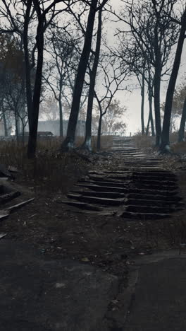 a path through a dark and foggy forest