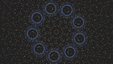 circular blue dot pattern with central circle on black background