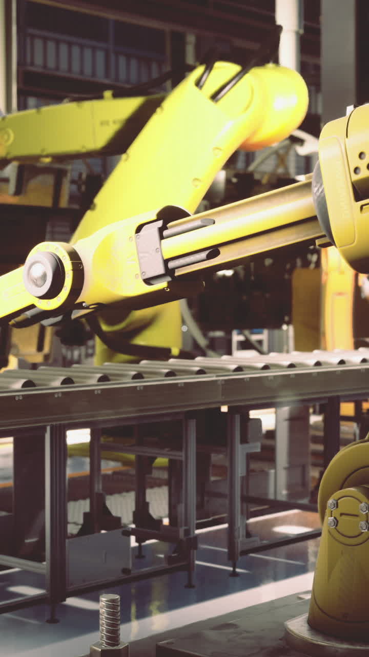 Robots assembling products in a high tech manufacturing facility
